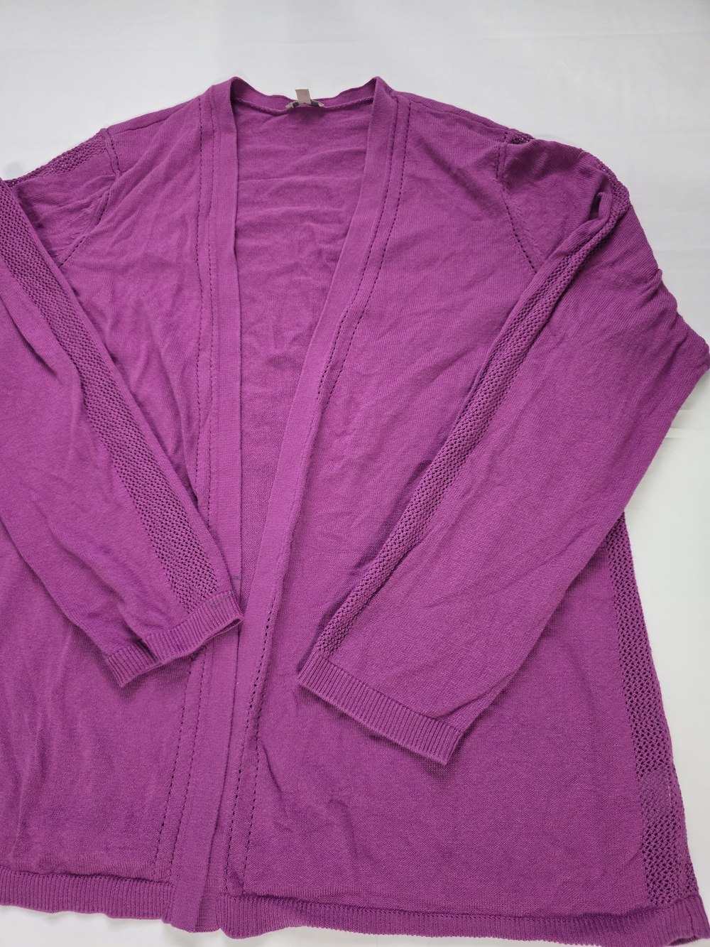 Talbots Women's XL Regular Solid Purple Knit Open Front Long Sleeve Cardigan - Picture 6 of 14